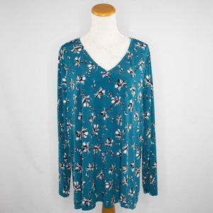 Lane Bryant teal V neck blouse 14/16